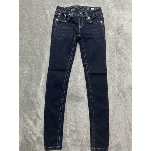 Miss Me Mid-Rise Skinny Women’s Rhinestone Embellished Jeans Size 24 - Picture 4 of 10